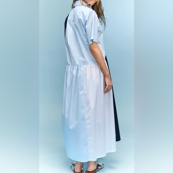 Plan C Light Blue Shirt Dress. Size M - Picture 4 of 14